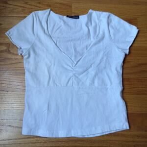 Brandy Melville White Baby V-Neck Tee